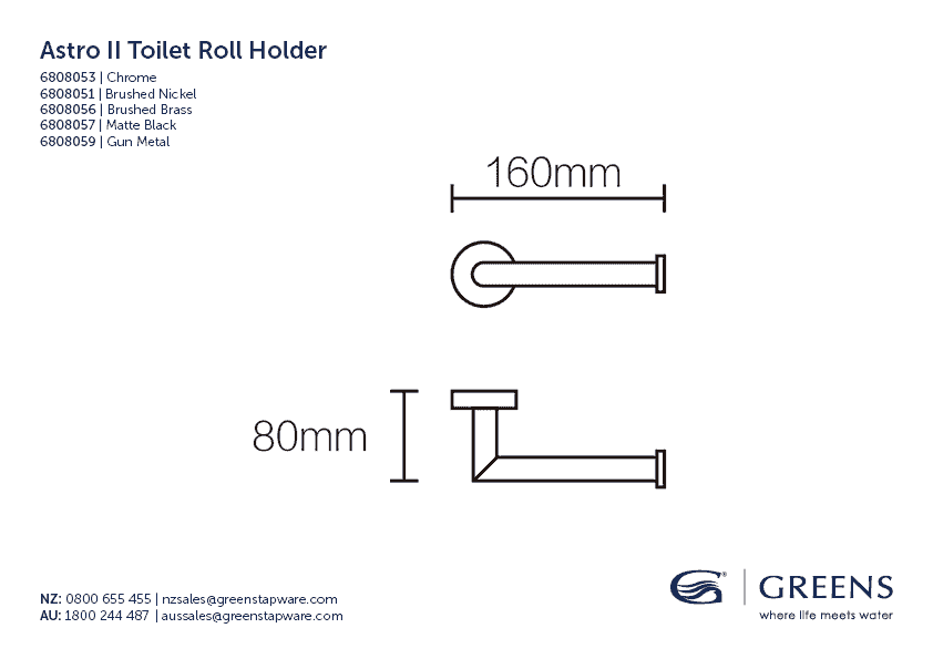 Greens Astro II Toilet Roll Holder - Chrome