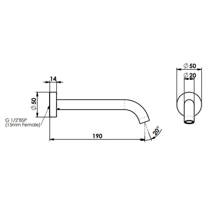 Greens Tesora Bath Spout - Brushed Brass