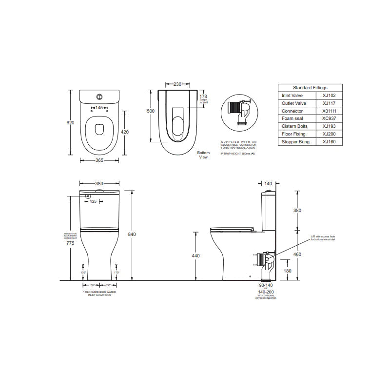 Johnson Suisse Emilia XTRA Ambulant Rimless Toilet Suite