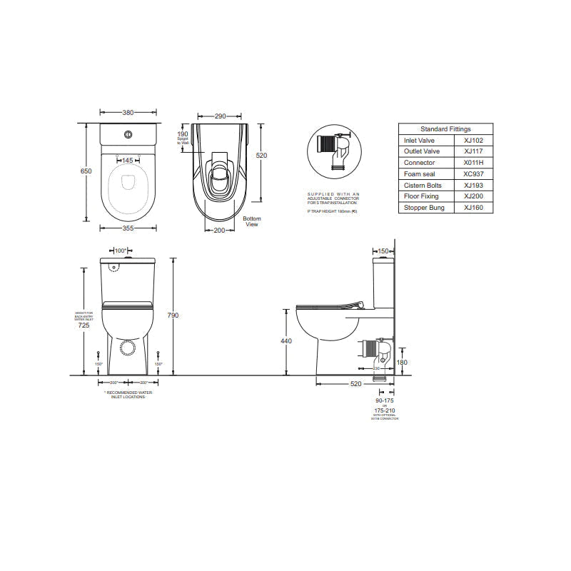 Johnson Suisse Toledo XTRA Ambulant Rimless Toilet Suite