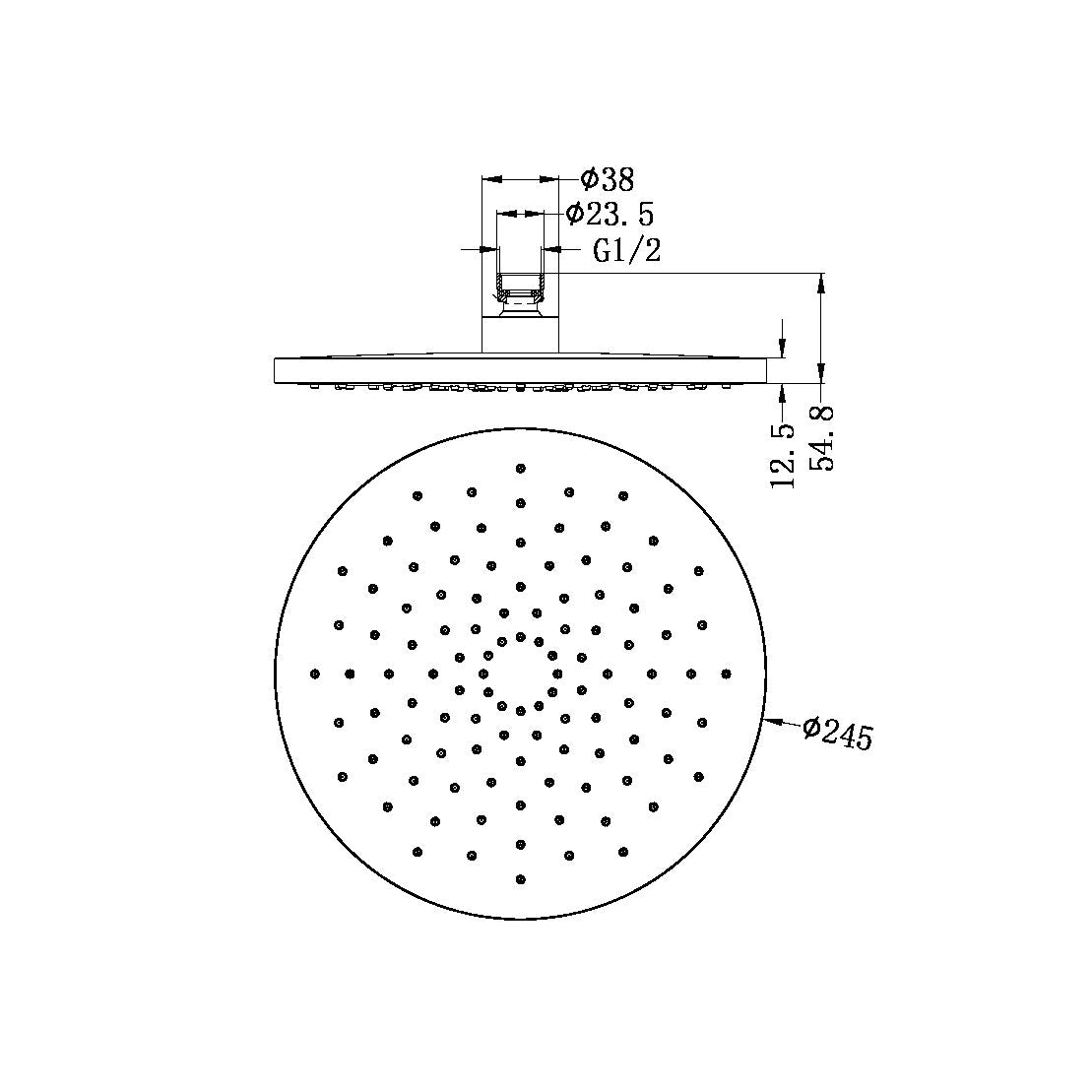 Nero 250mm ABS Round Shower Head - Brushed Nickel