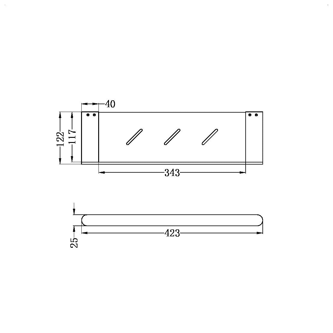 Nero Bianca Metal Shelf - Brushed Nickel