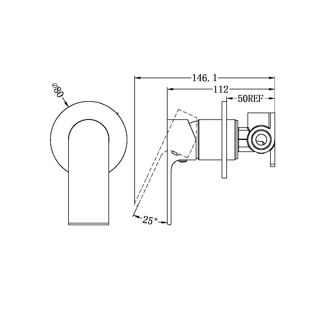 Nero Bianca Shower Mixer Round Plate - Brushed Nickel