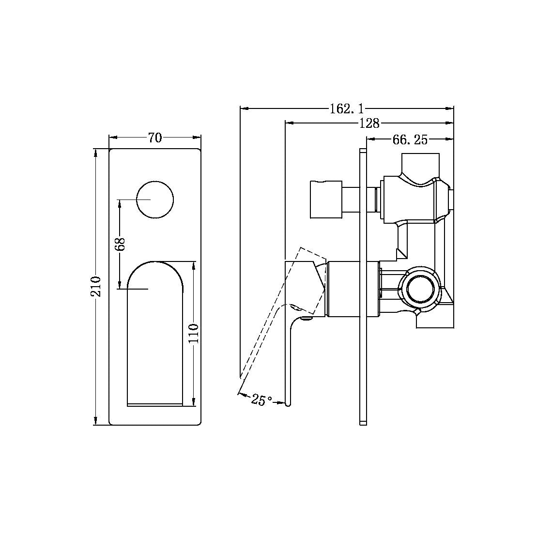 Nero Bianca Shower Mixer With Diverter - Brushed Nickel