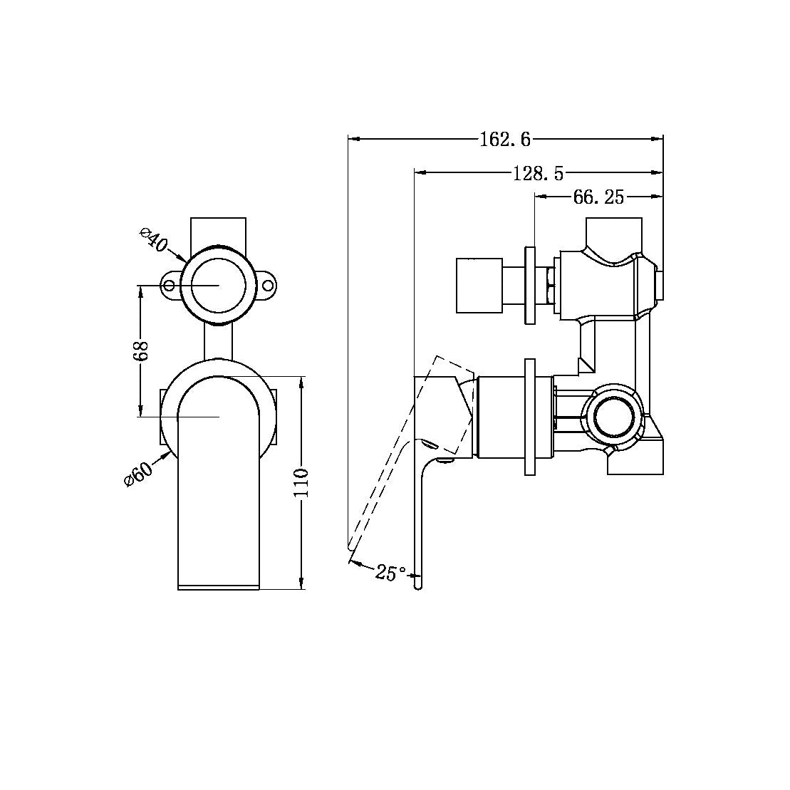 Nero Bianca Shower Mixer With Diverter Separate Plate Brushed Gold