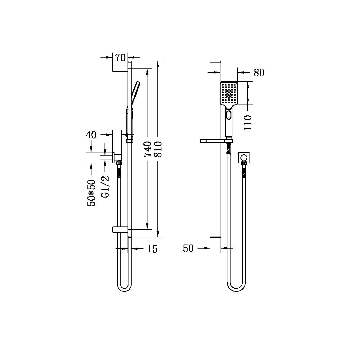 Nero Bianca/Celia Shower Rail - Brushed Nickel