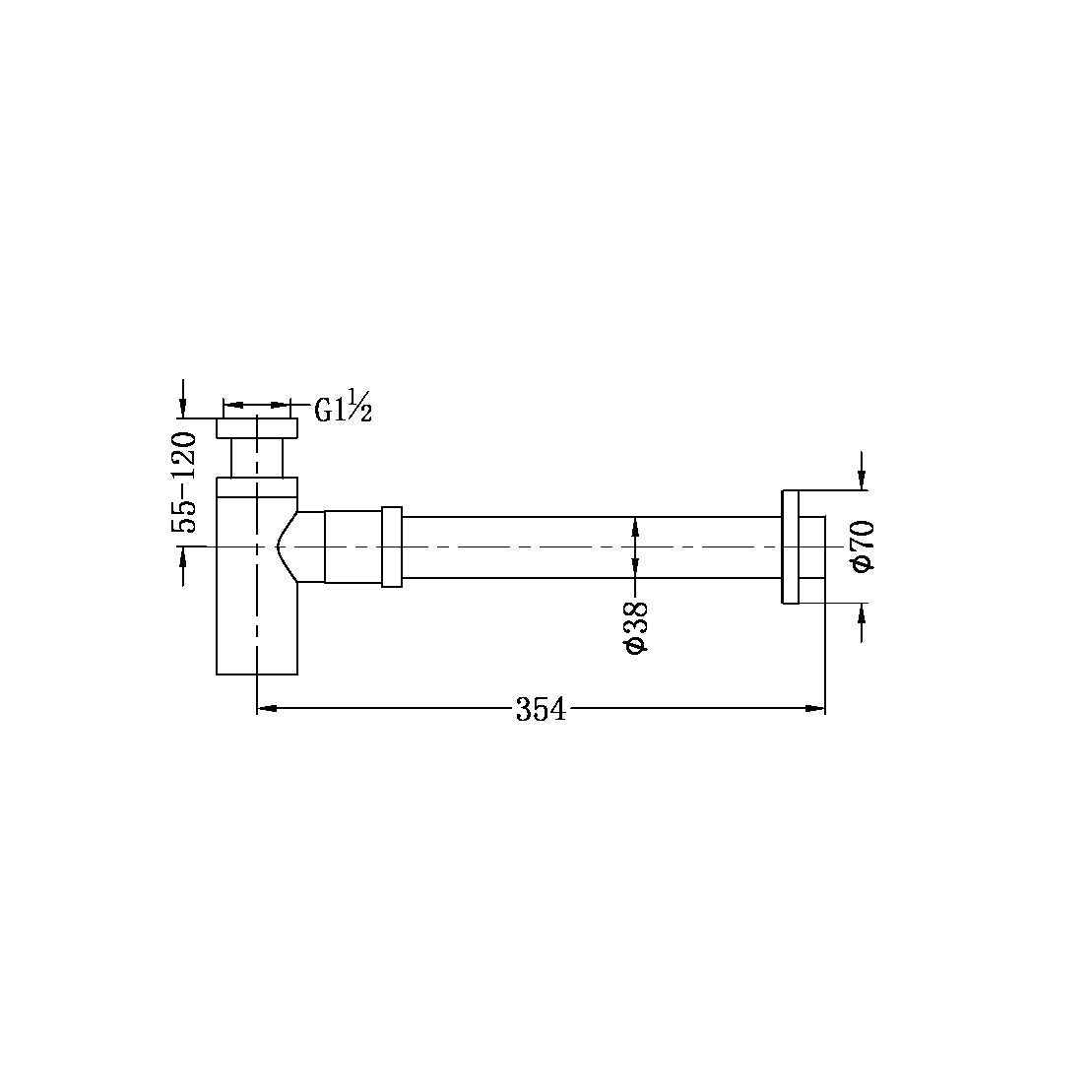 Nero Bottle Trap 40mm - Brushed Nickel