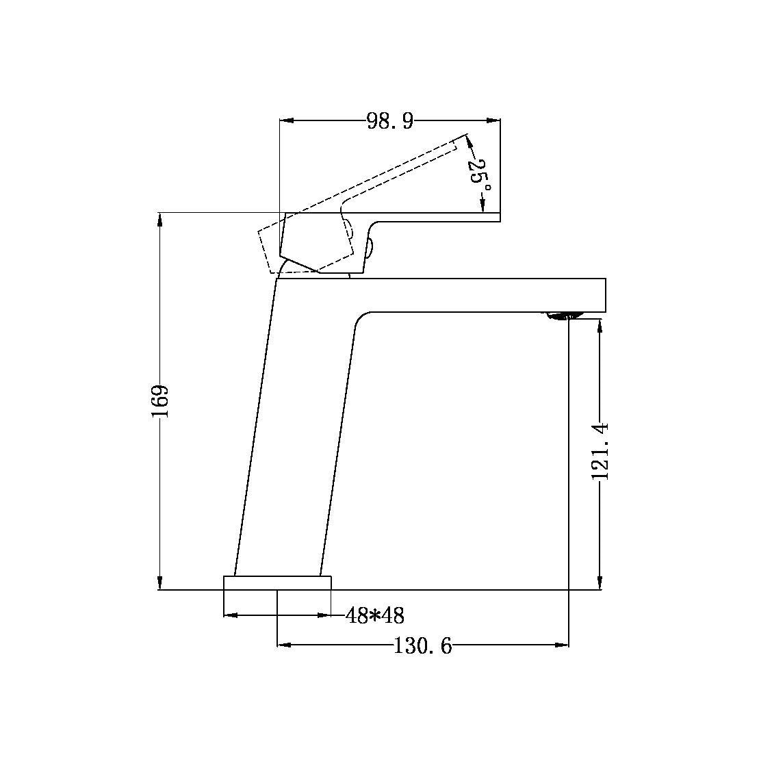 Nero Celia Angle Basin Mixer - Brushed Nickel