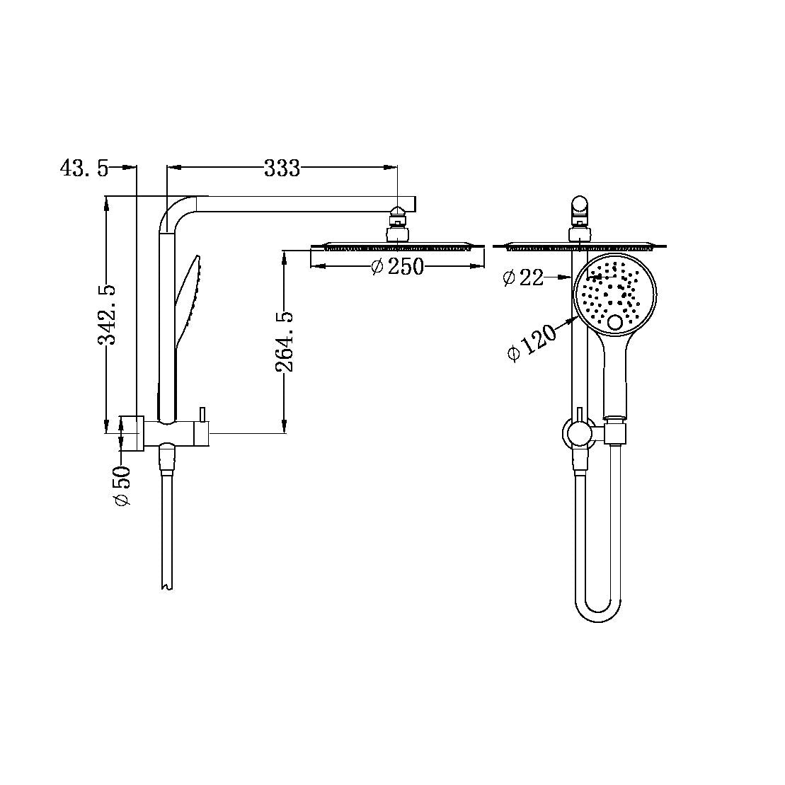 Nero Dolce 2 In 1 Shower - Brushed Nickel