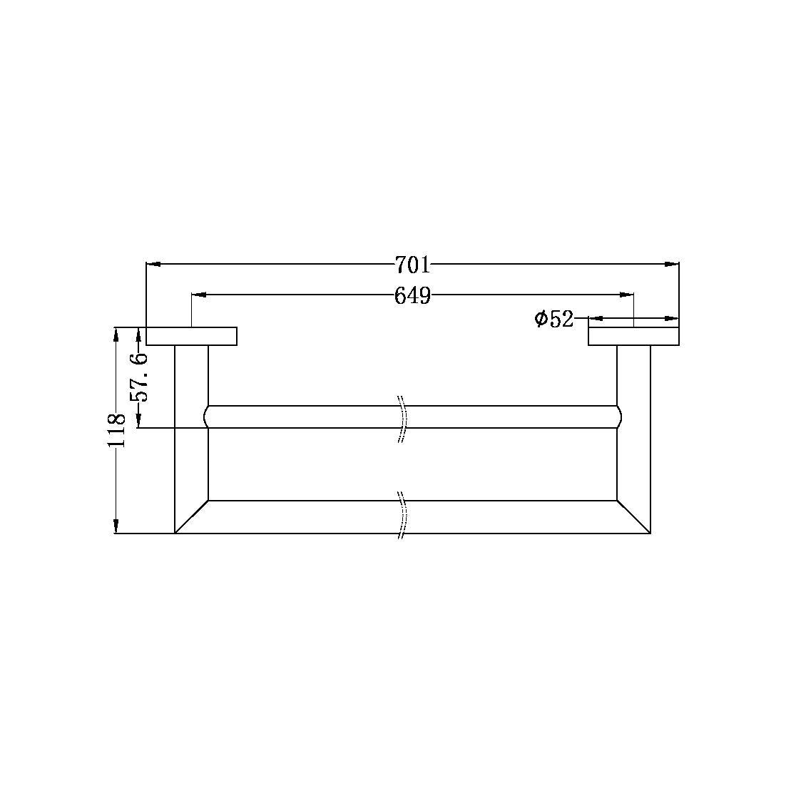 Nero Dolce Double Towel Rail 700mm - Brushed Nickel