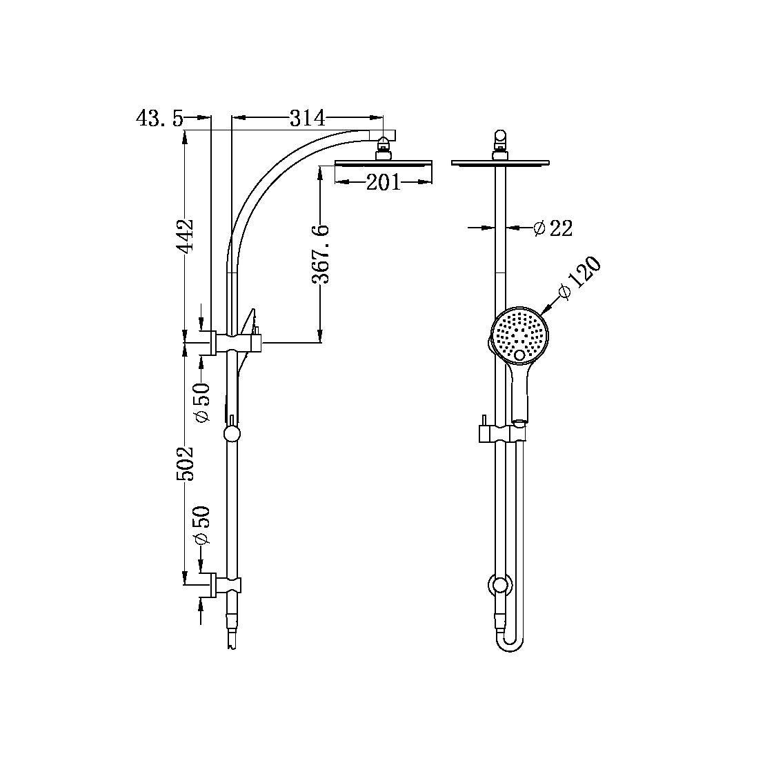 Nero Dolce Shower Set - Brushed Nickel