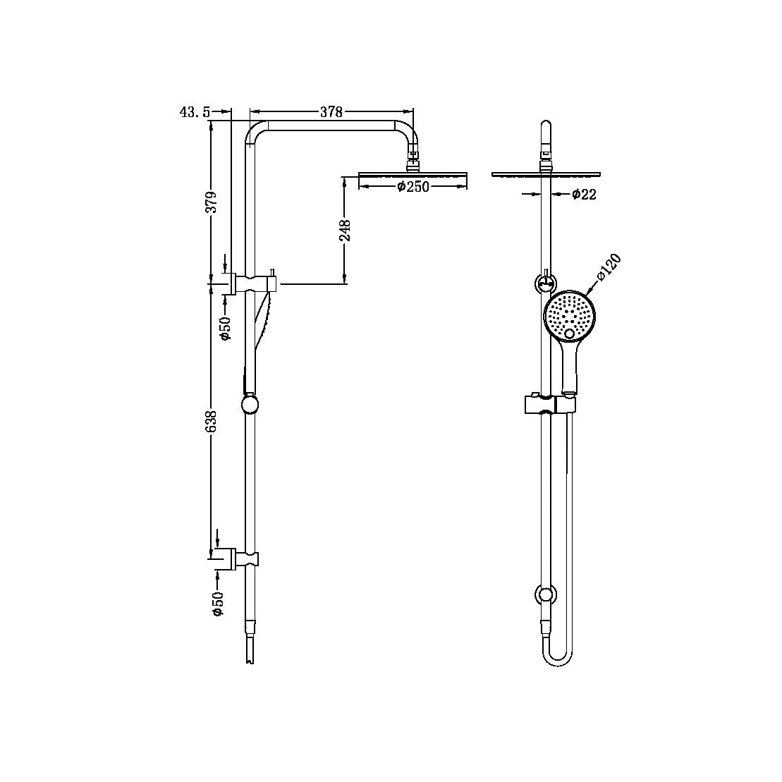 Nero Dolce/Mecca Shower Set - Brushed Nickel