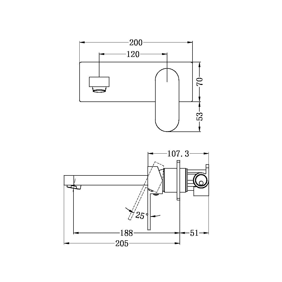 Nero Ecco Wall Basin Mixer - Brushed Nickel