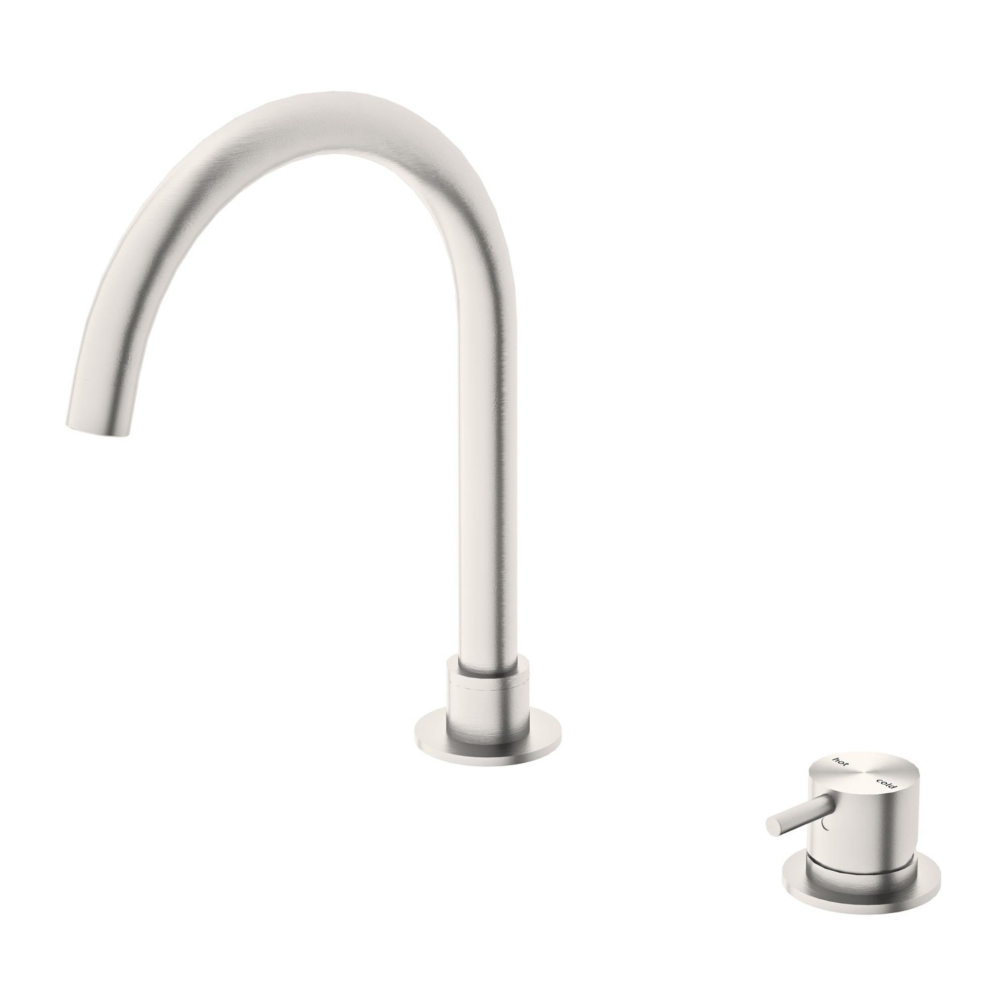 Nero Mecca Hob Basin Mixer Round Spout - Brushed Nickel