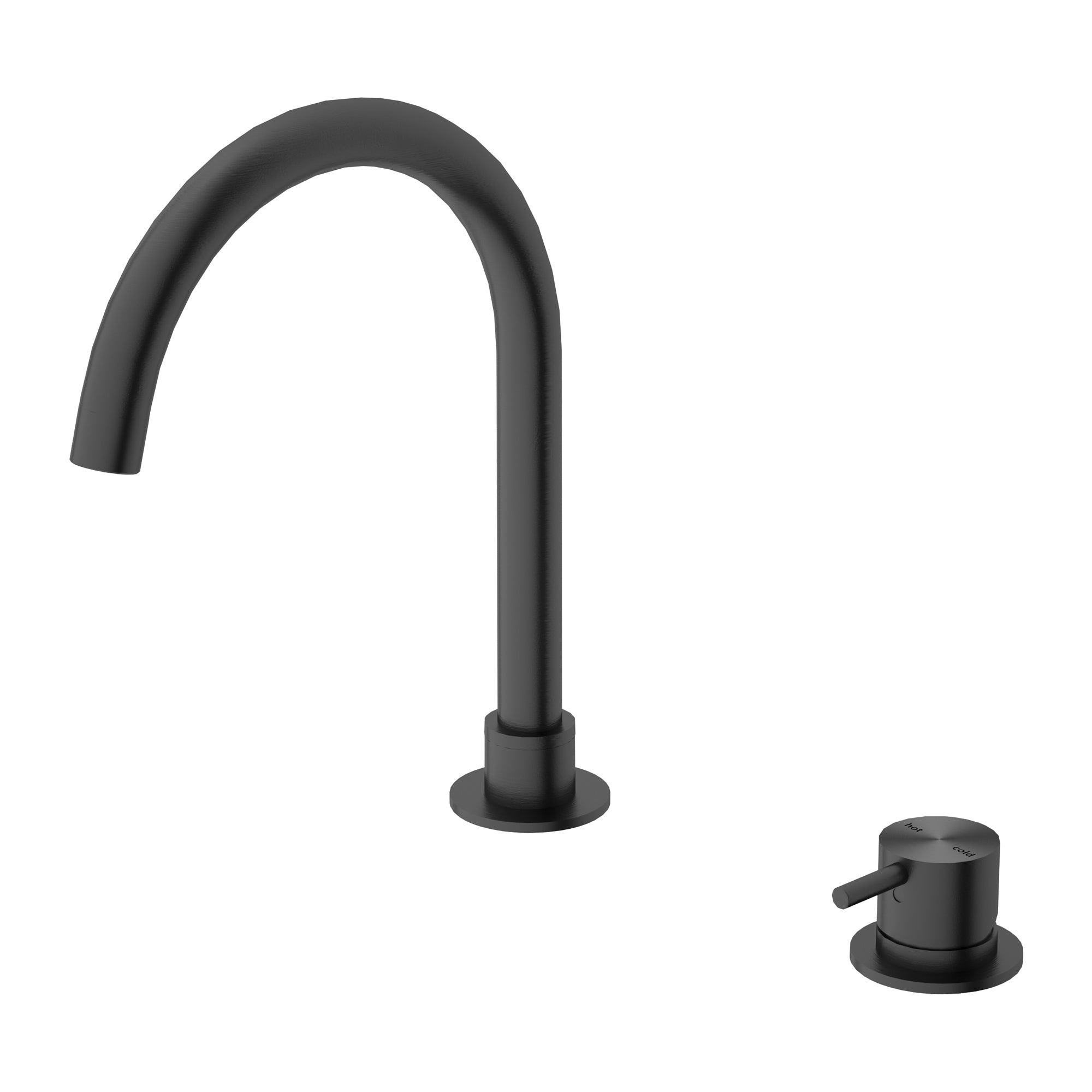 Nero Mecca Hob Basin Mixer Round Spout - Gun Metal Grey