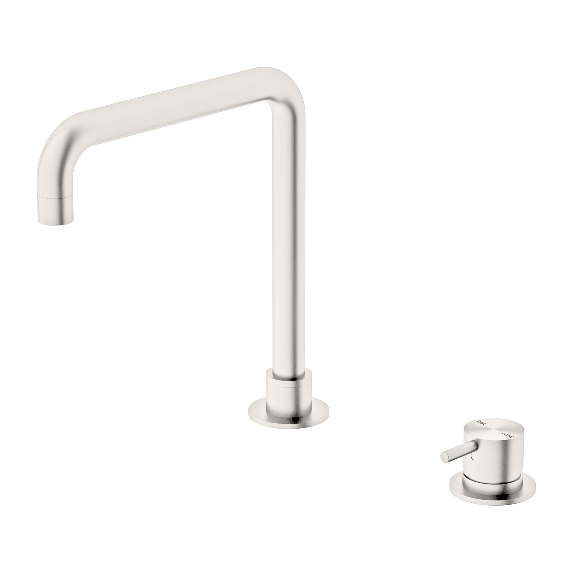 Nero Mecca Hob Basin Mixer Square Spout - Brushed Nickel