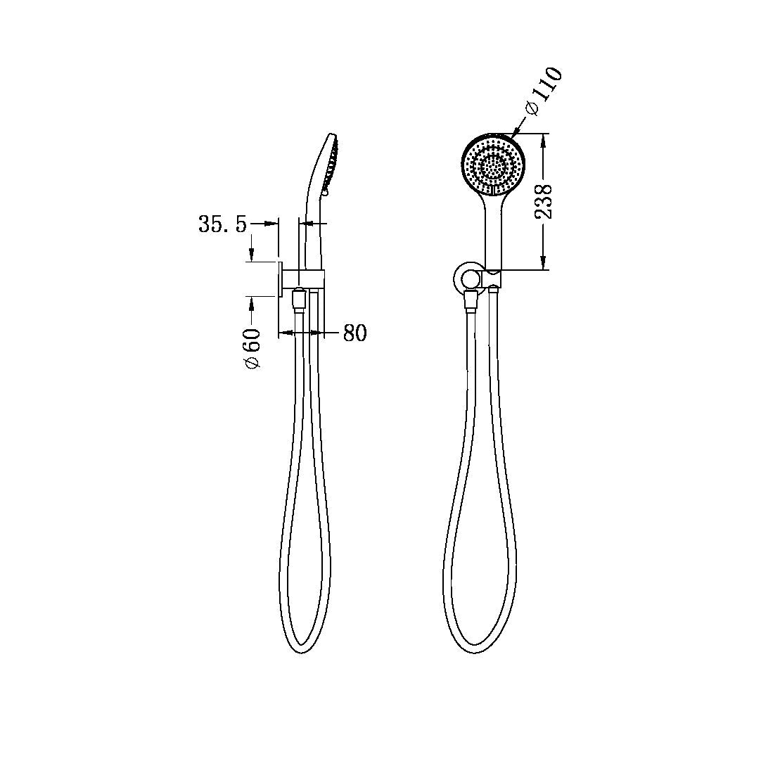 Nero Mecca Shower Bracket With Air Shower - Brushed Nickel