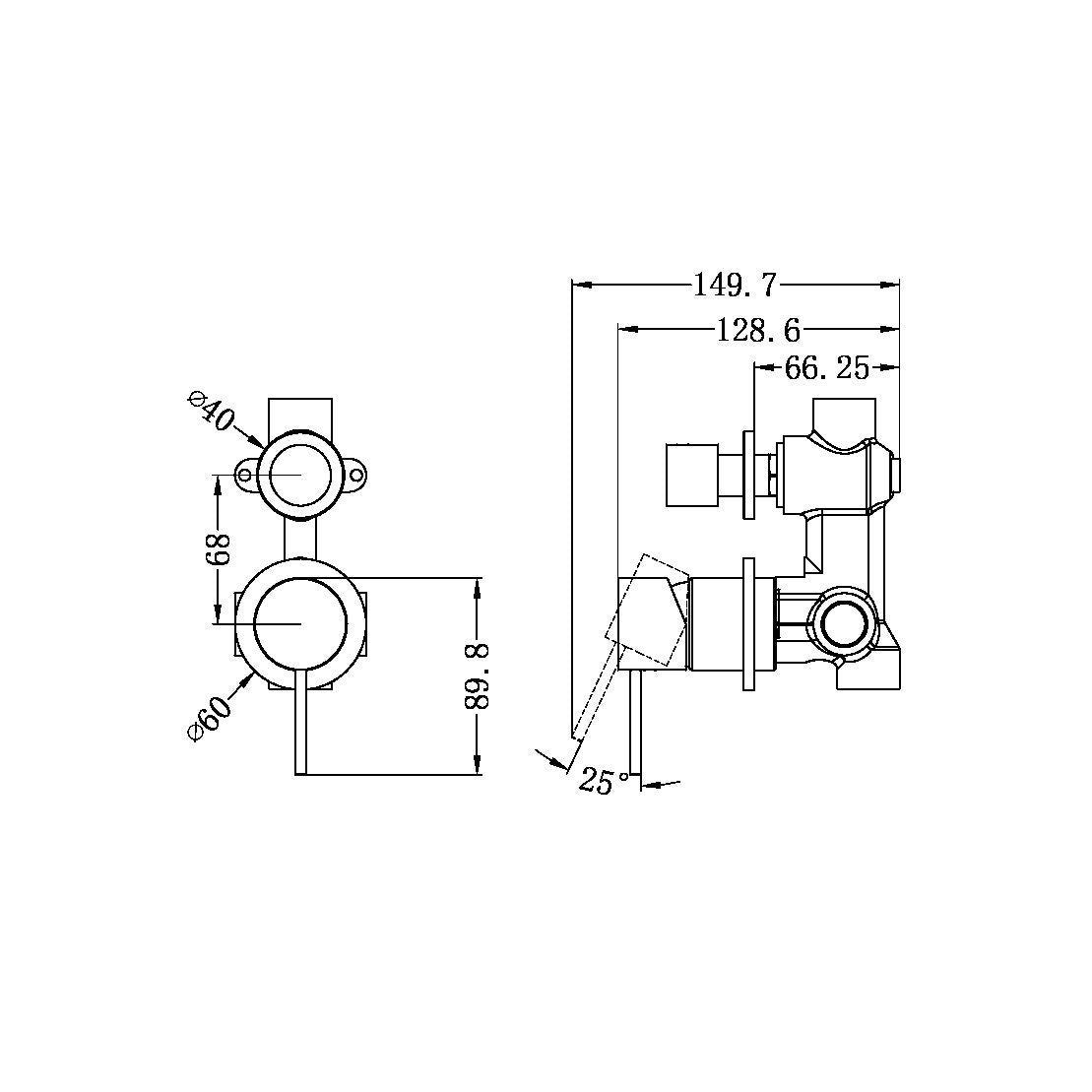 Nero Mecca Shower Mixer With Diverter Separate Back Plate Brushed Gold