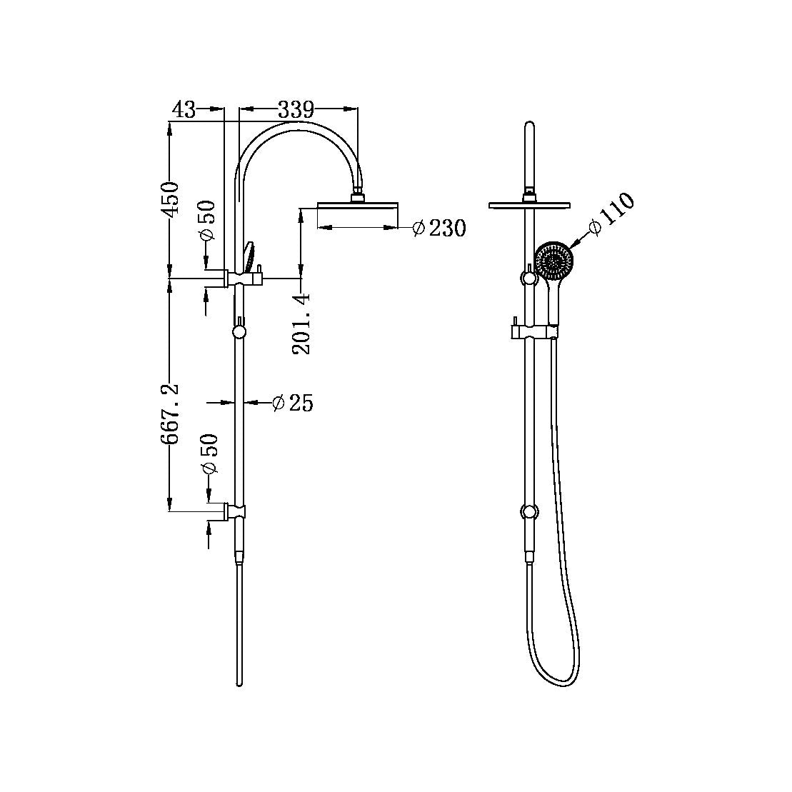 Nero Mecca Twin Shower With Air Shower - Brushed Nickel