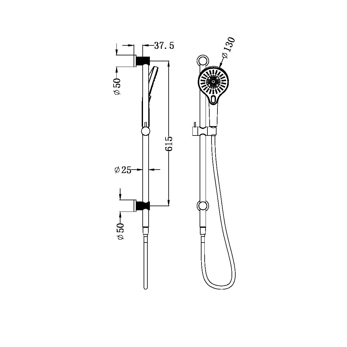 Nero Opal Rail Shower - Graphite