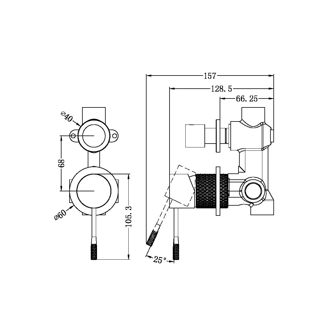 Nero Opal Shower Mixer With Diverter Separate Plate Brushed Gold