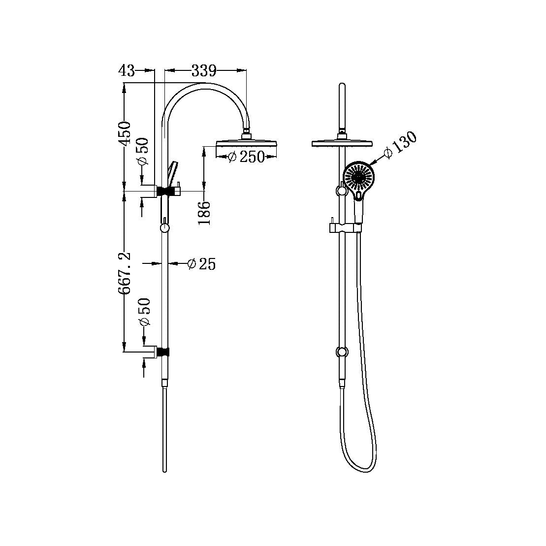 Nero Opal Twin Shower Set Brushed Gold