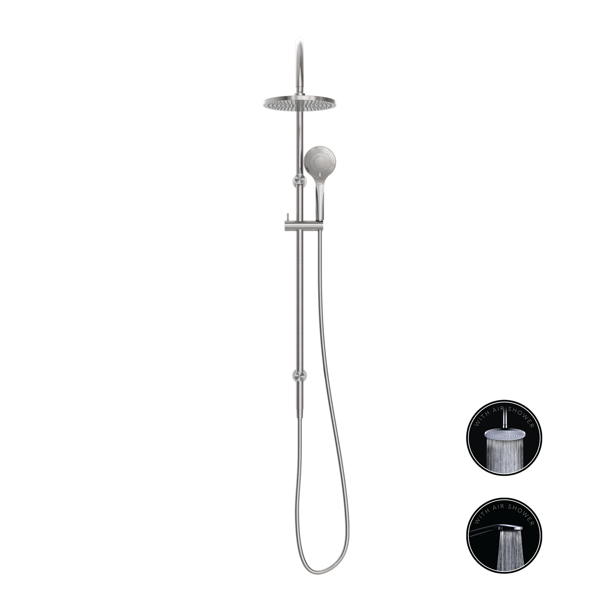 Nero Opal Twin Shower Set With Air Shower - Brushed Nickel