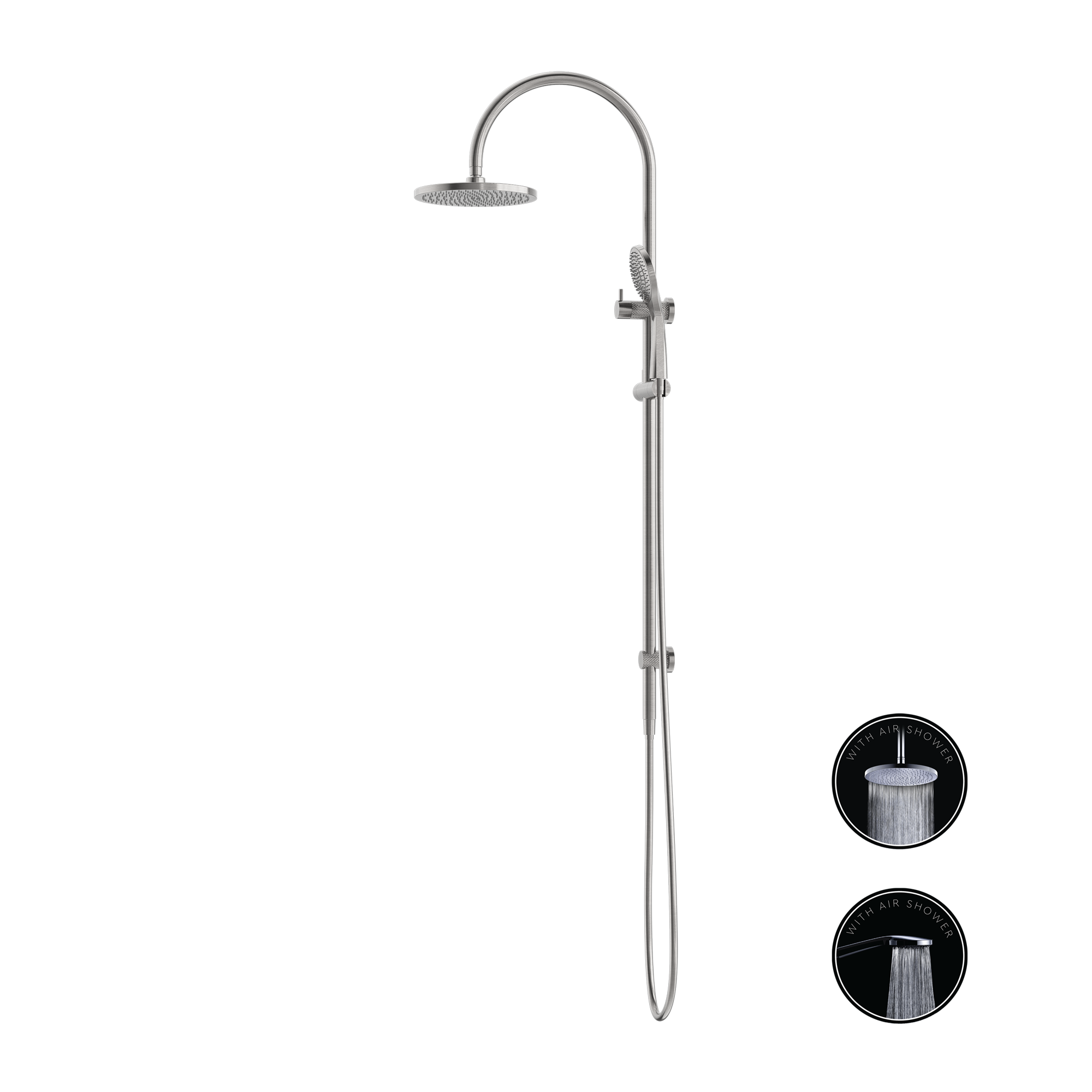 Nero Opal Twin Shower Set With Air Shower - Brushed Nickel