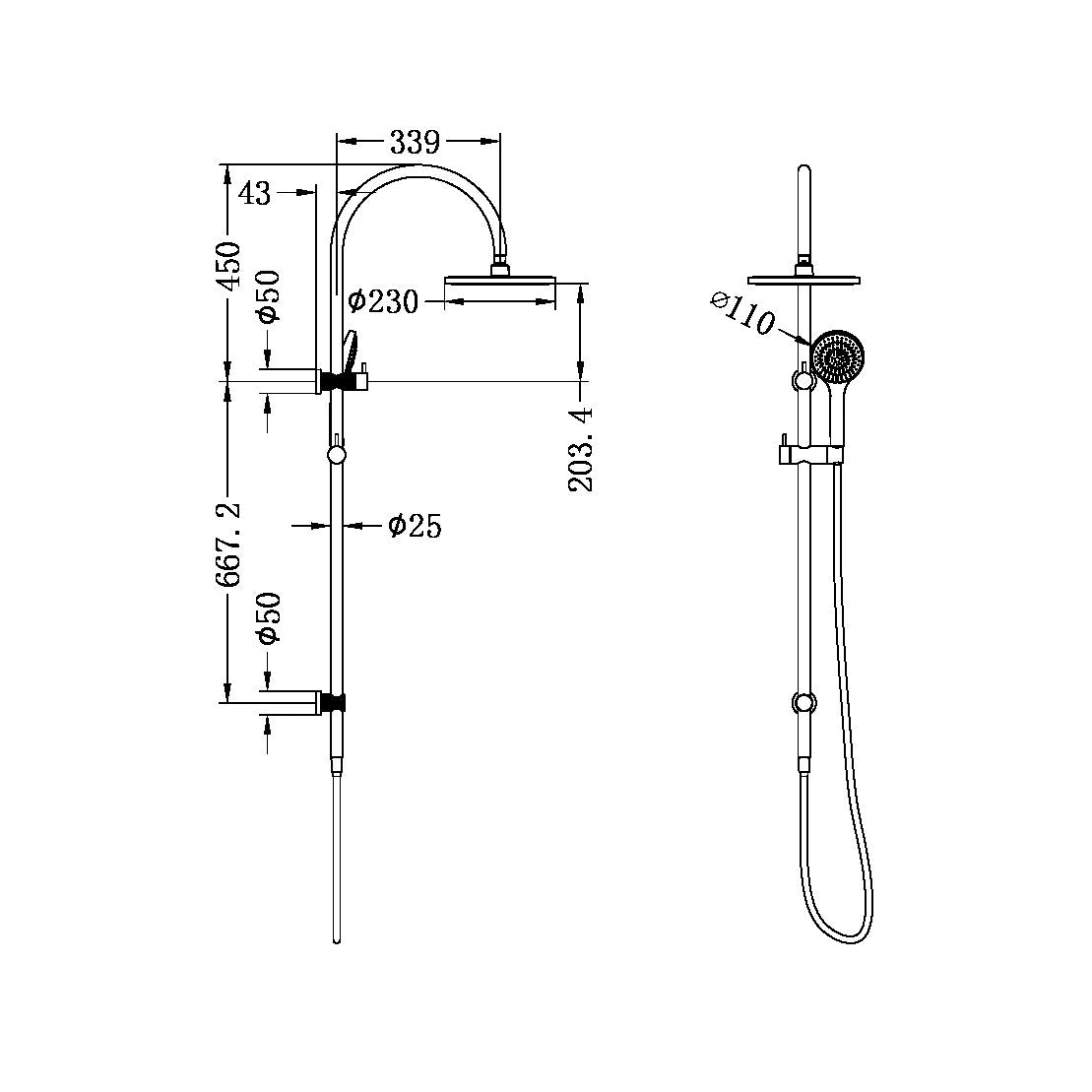 Nero Opal Twin Shower Set With Air Shower - Brushed Nickel