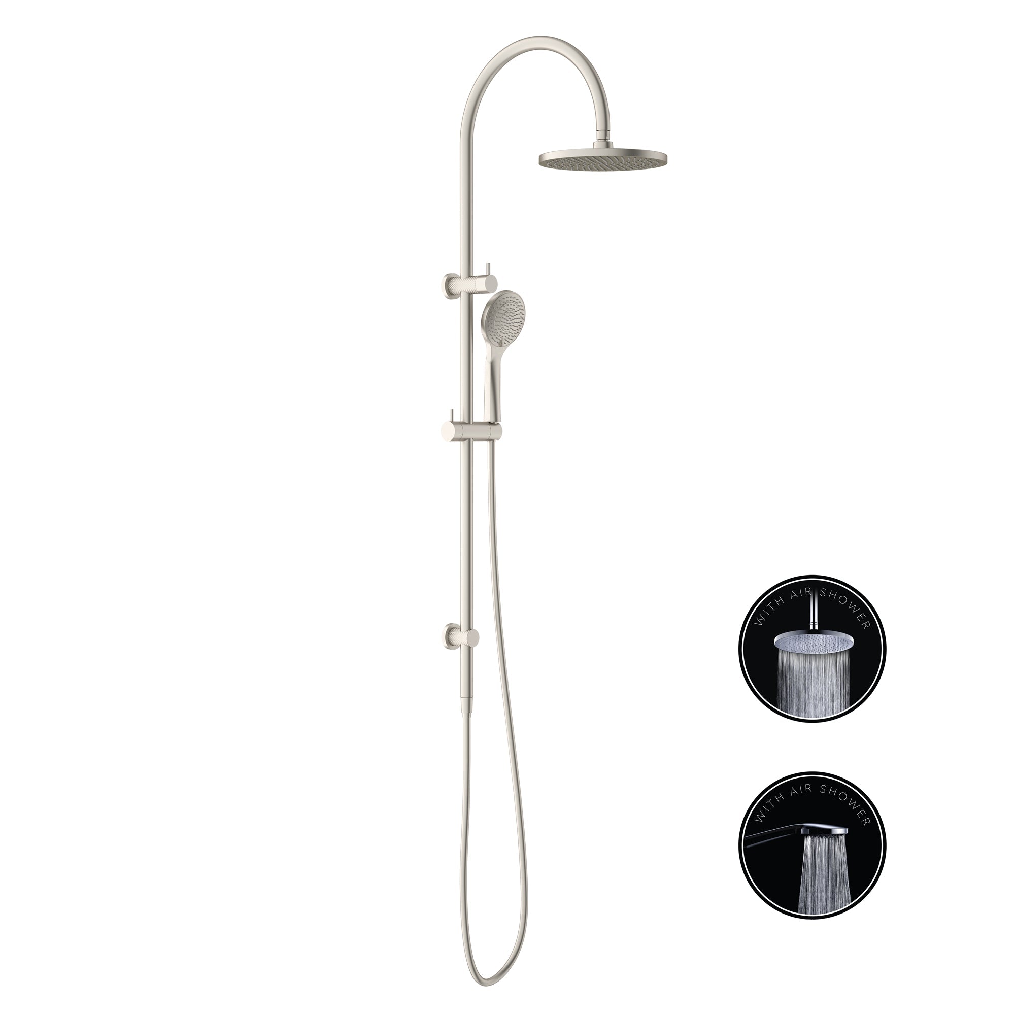 Nero Opal Twin Shower Set With Air Shower - Brushed Nickel