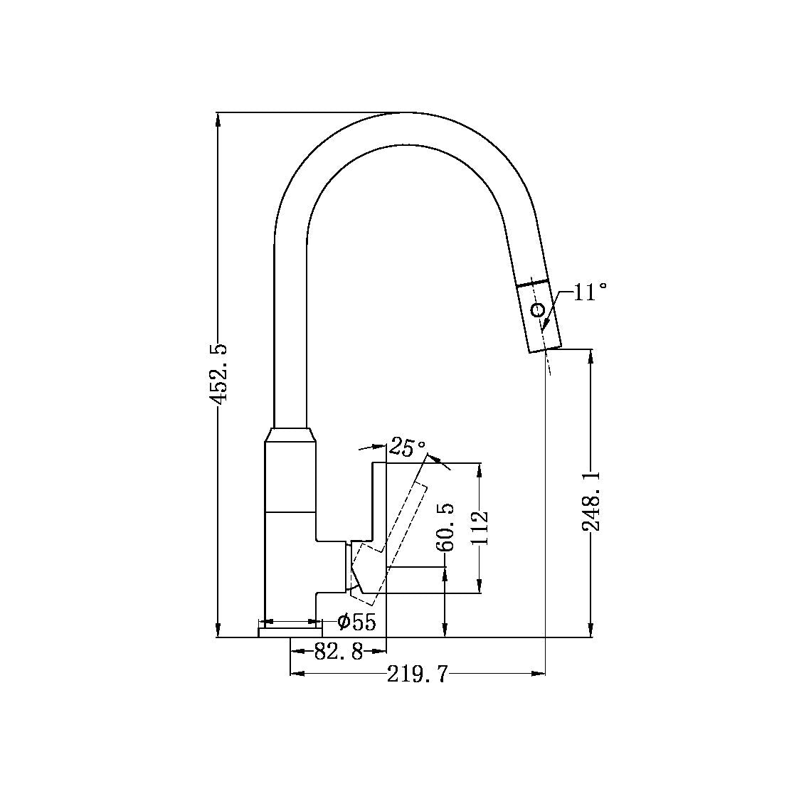 Nero Pearl Pull Out Sink Mixer With Vegie Spray Function - Gun Metal