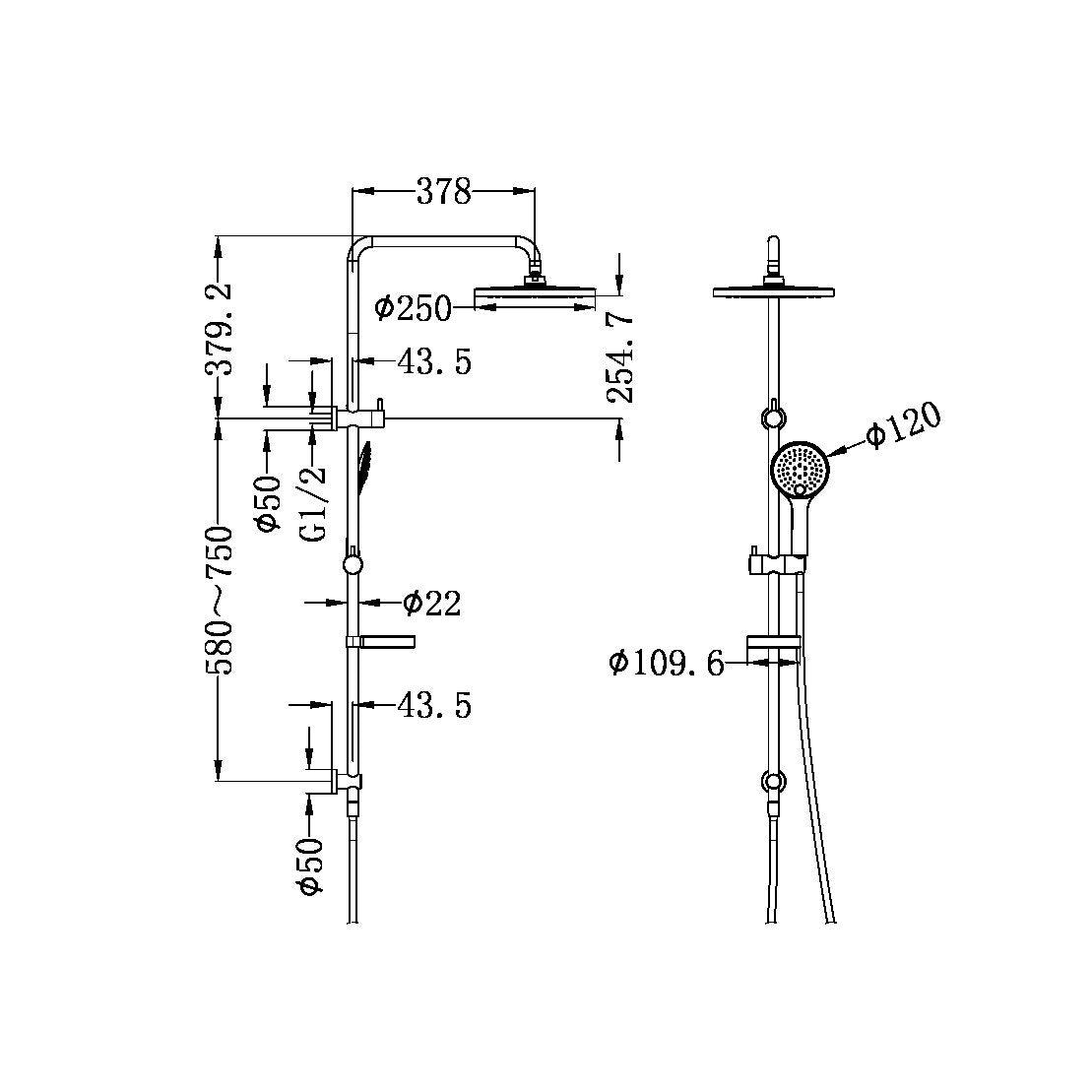 Nero Project Twin Shower Set - Chrome