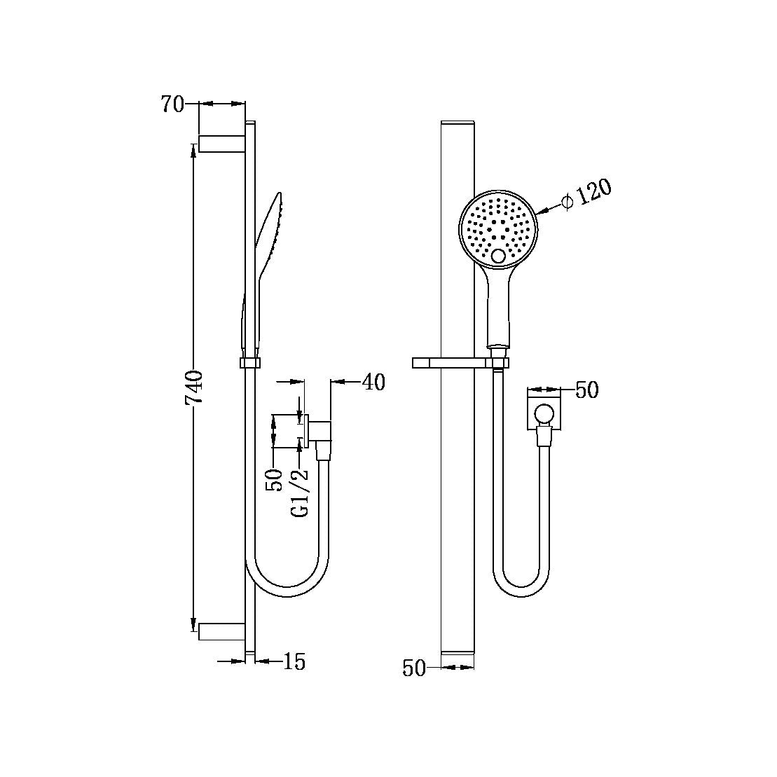 Nero Rain 3 Function Rail Shower