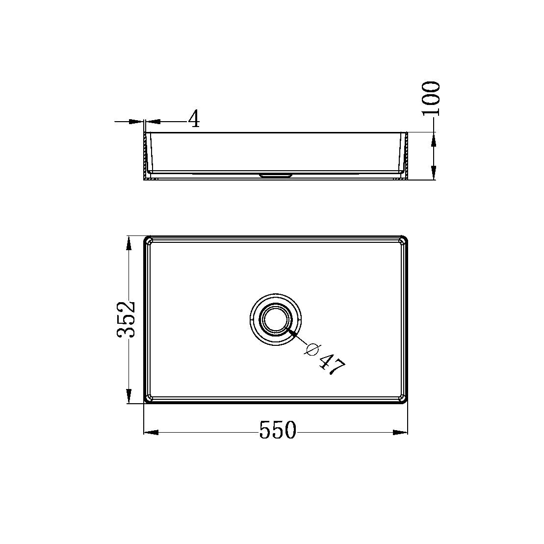 Nero Rectangle Stainless Steel Basin - Brushed Nickel