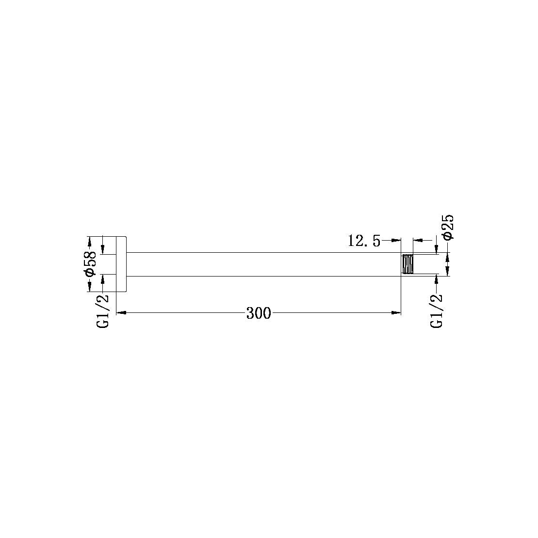 Nero Round Ceiling Arm 300mm - Matte White