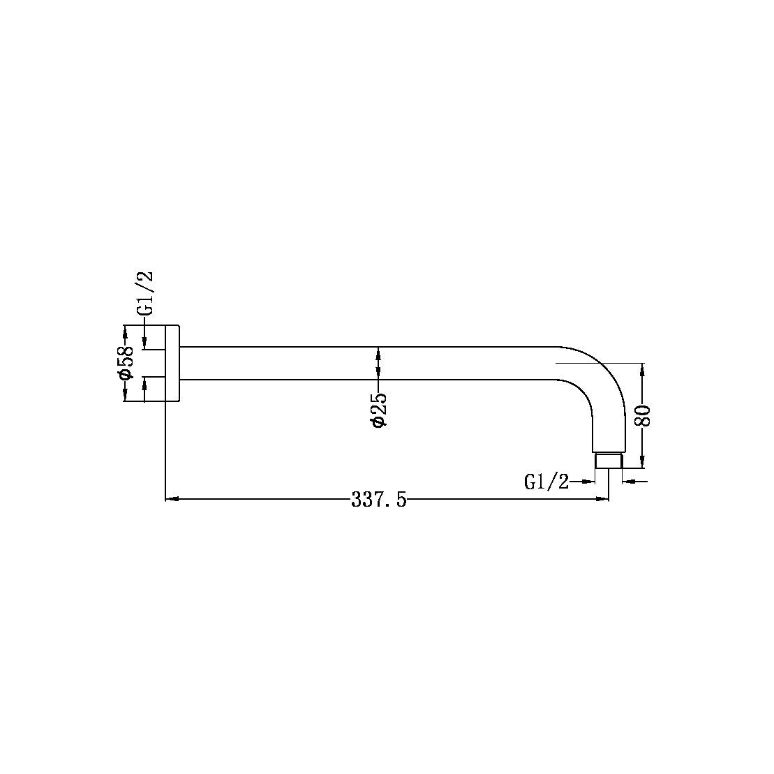 Nero Round Shower Arm - Brushed Nickel