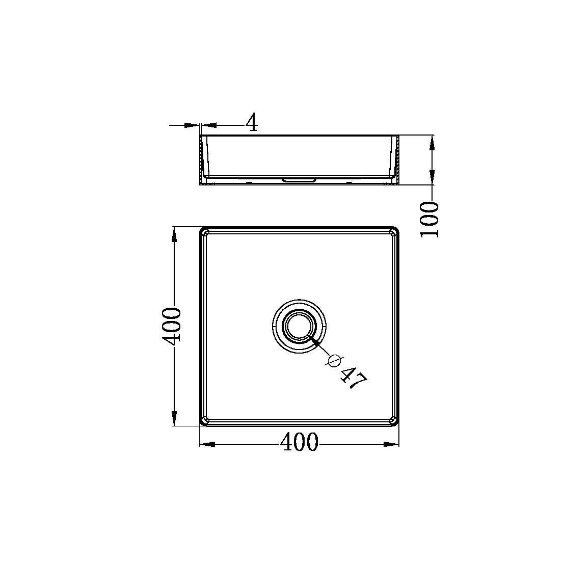 Nero Square 400mm Stainless Steel Basin - Brushed Nickel