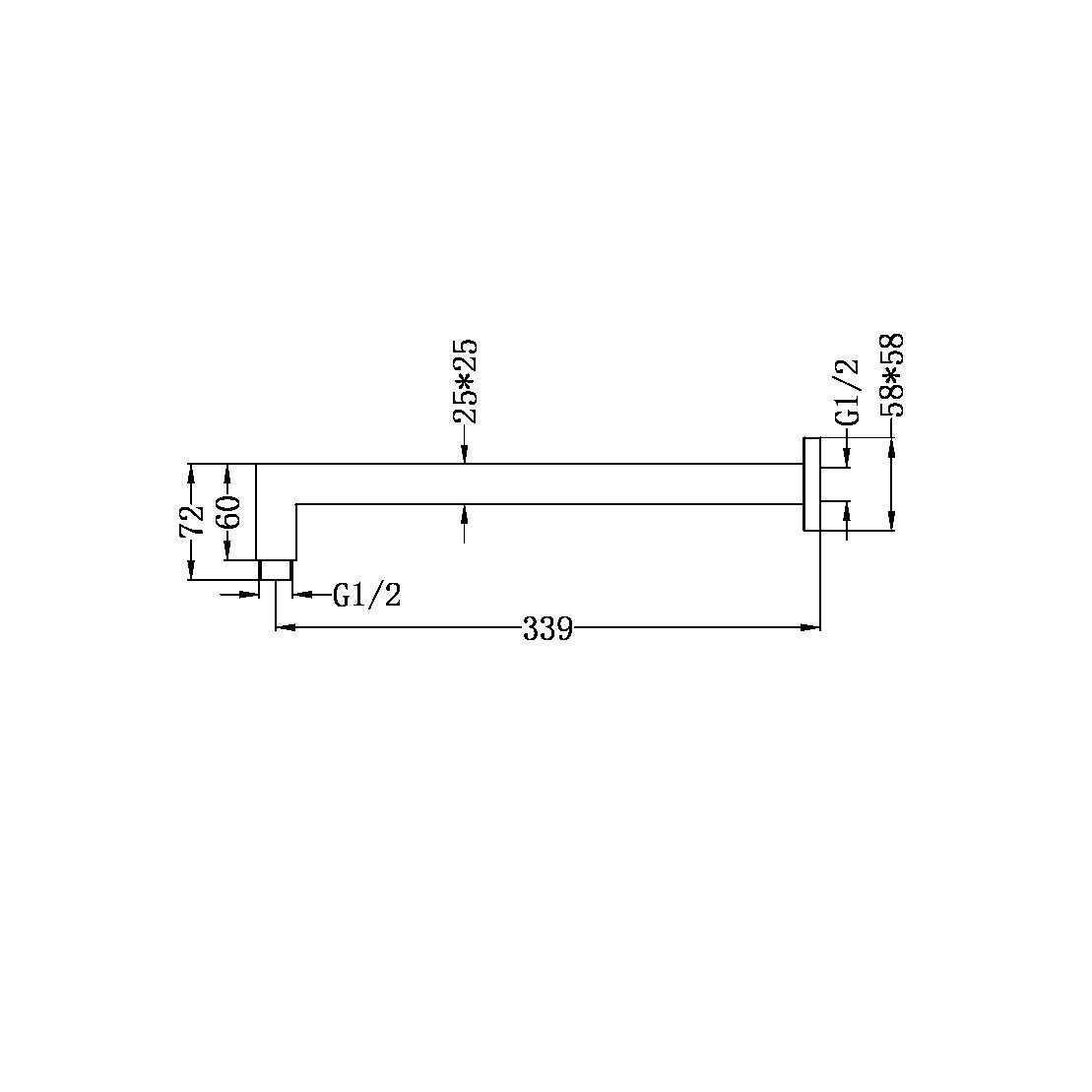 Nero Square Shower Arm - Brushed Nickel