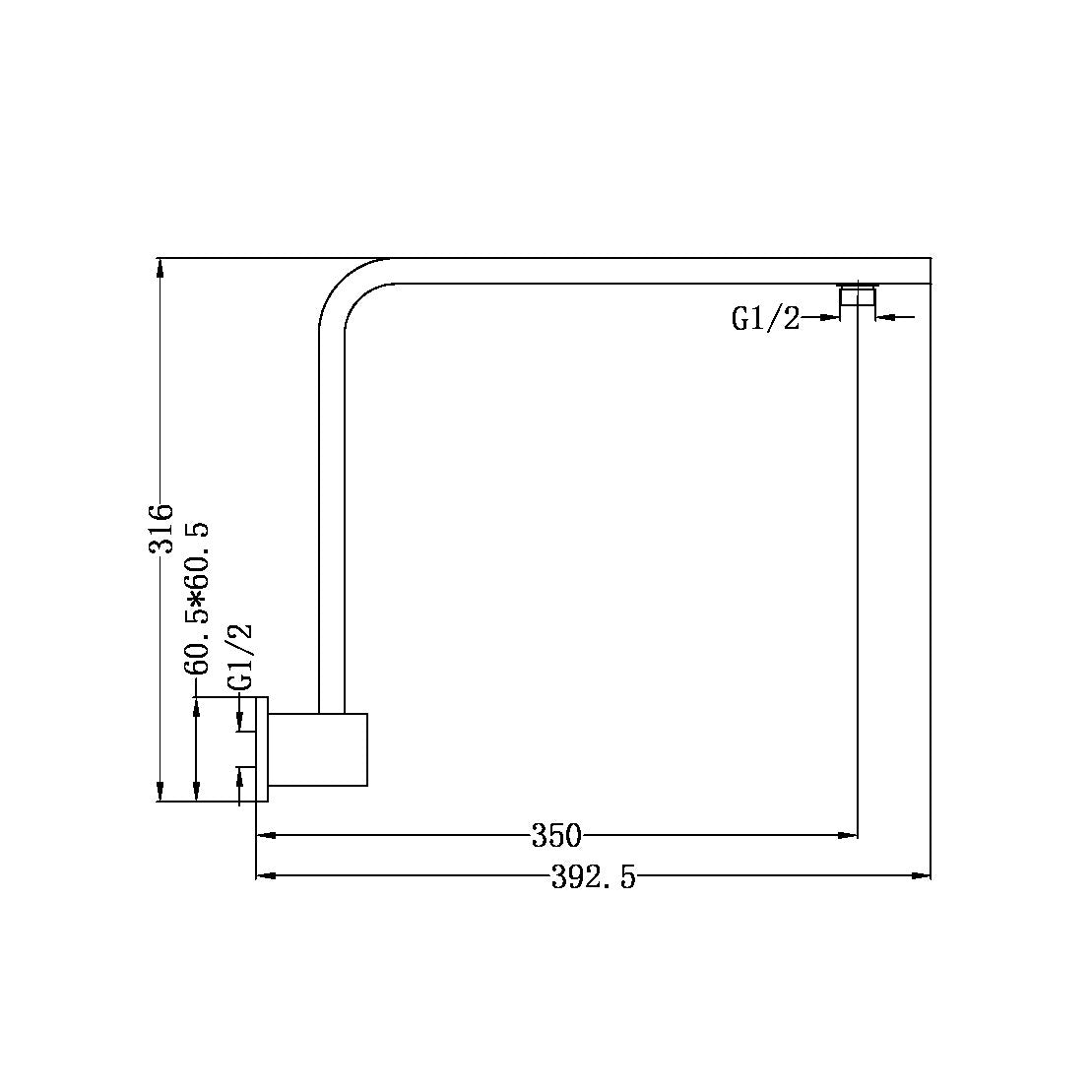 Nero Square Swivel Shower Arm - Brushed Nickel