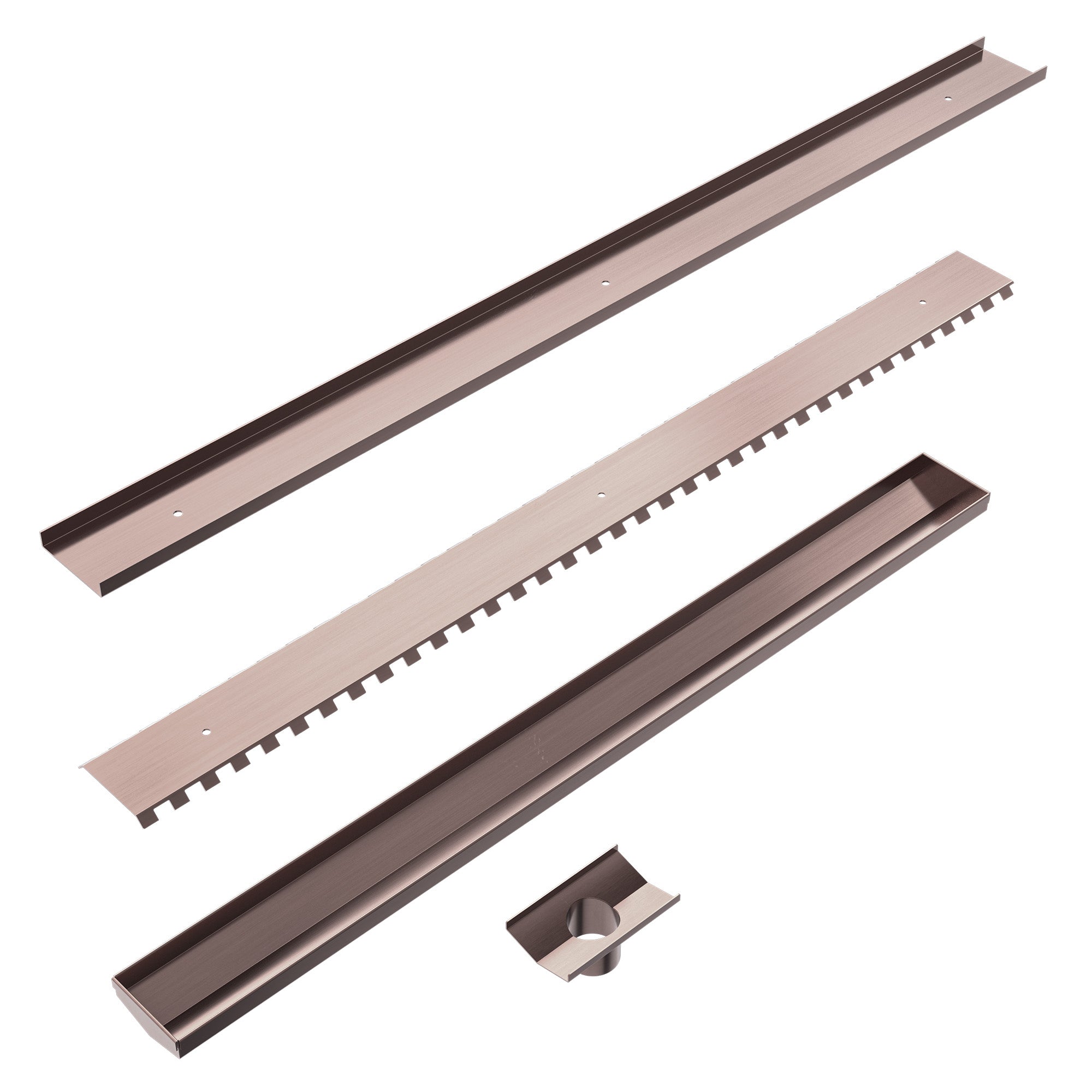 Nero Tile Insert V Channel Floor Grate 50mm Outlet - Brushed Bronze