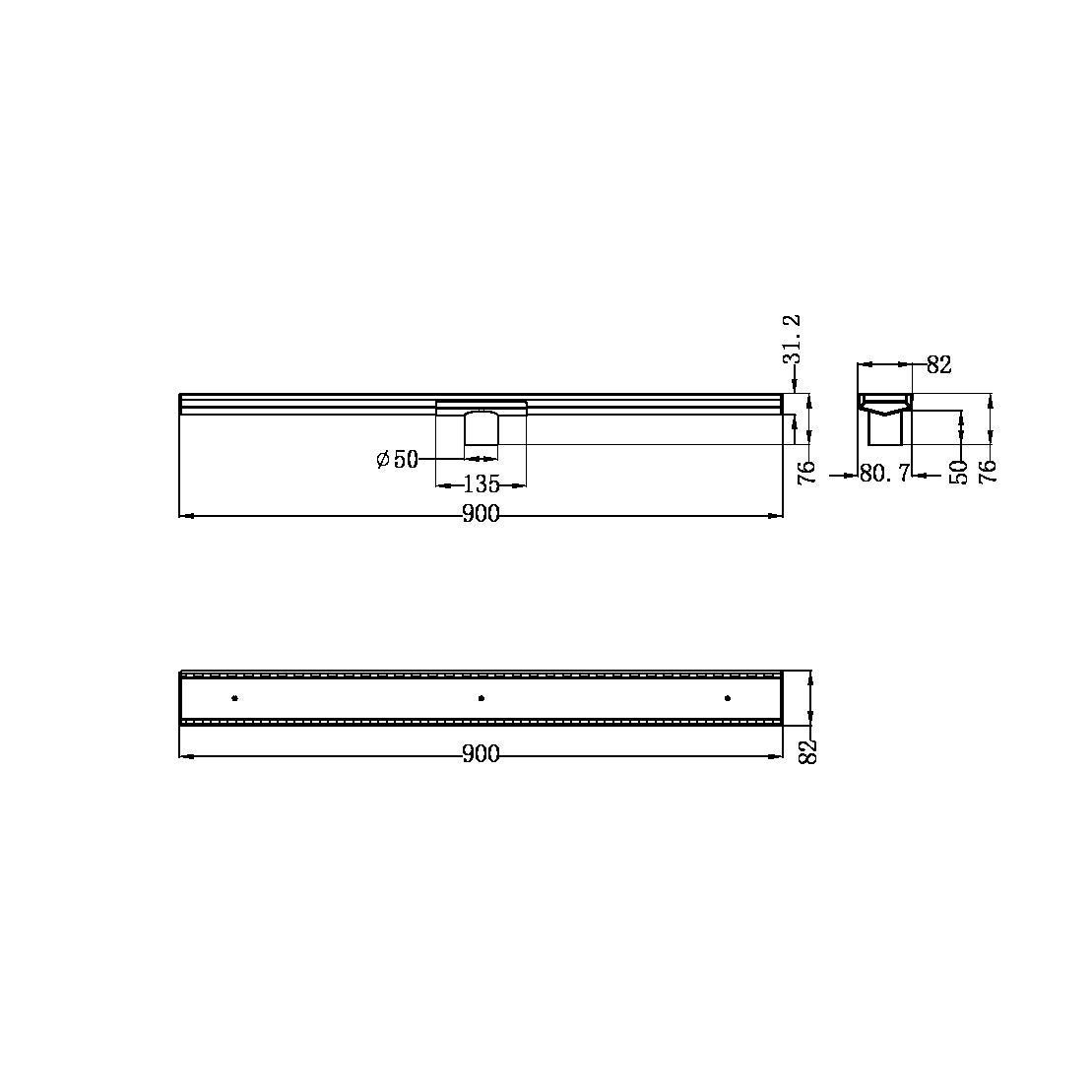 Nero Tile Insert V Channel Floor Grate 50mm Outlet - Gun Metal