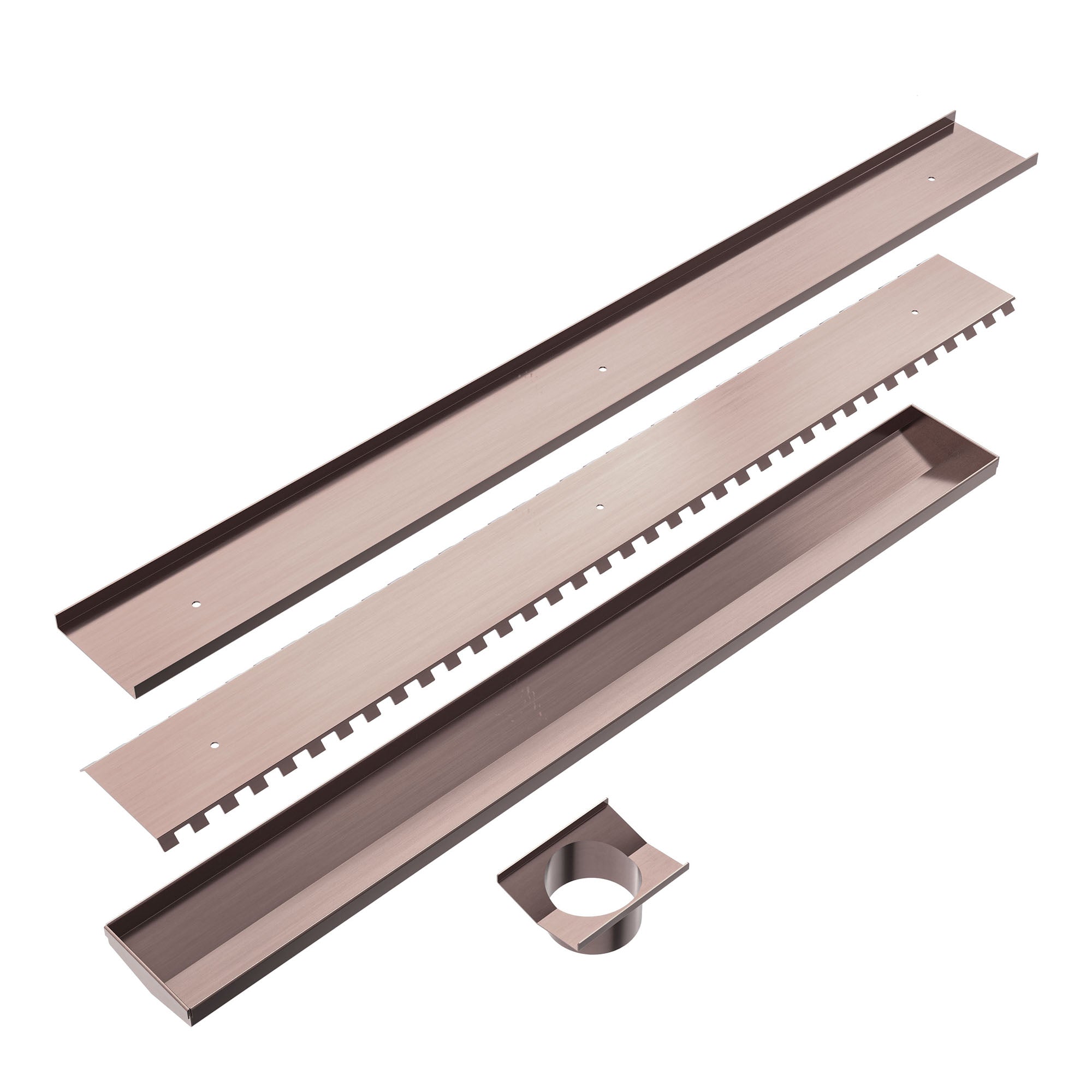 Nero Tile Insert V Channel Floor Grate 89mm Outlet - Brushed Bronze