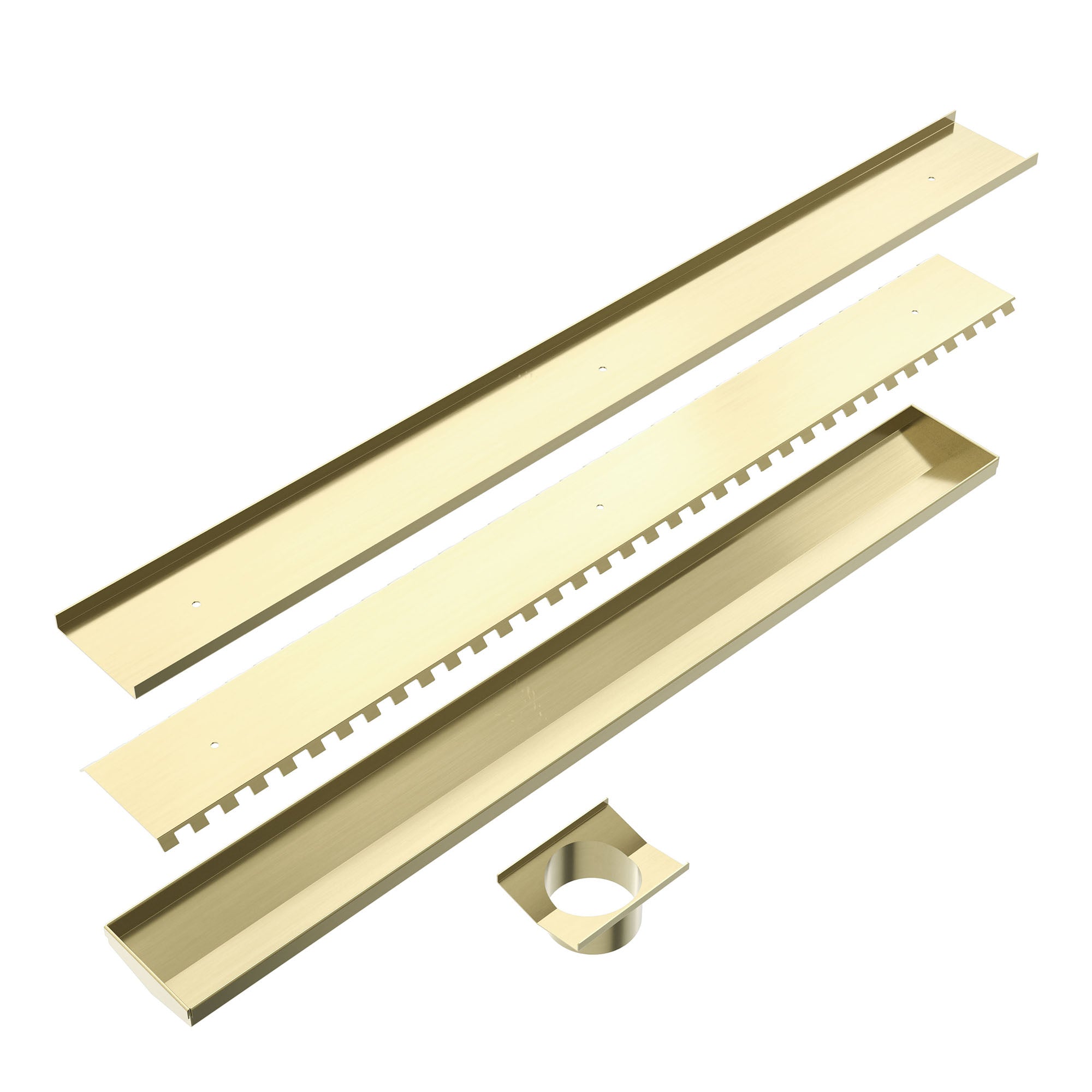 Nero Tile Insert V Channel Floor Grate 89mm Outlet - Brushed Gold