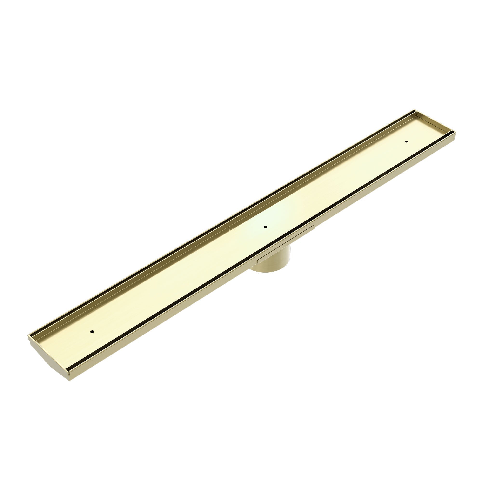 Nero Tile Insert V Channel Floor Grate 89mm Outlet - Brushed Gold