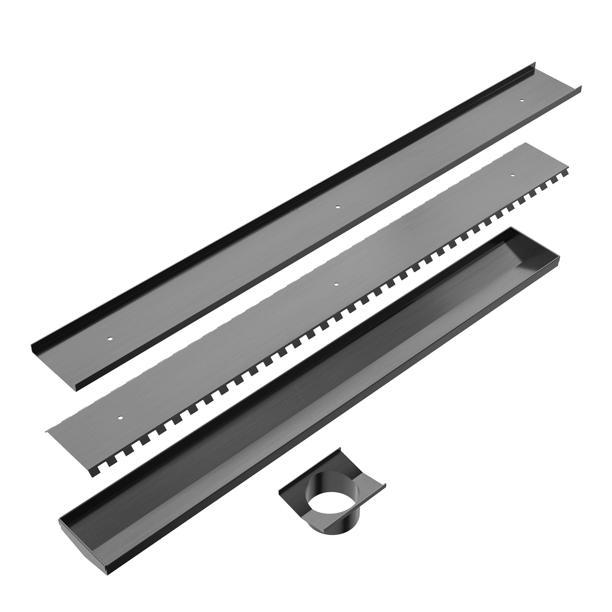 Nero Tile Insert V Channel Floor Grate 89mm Outlet - Gun Metal