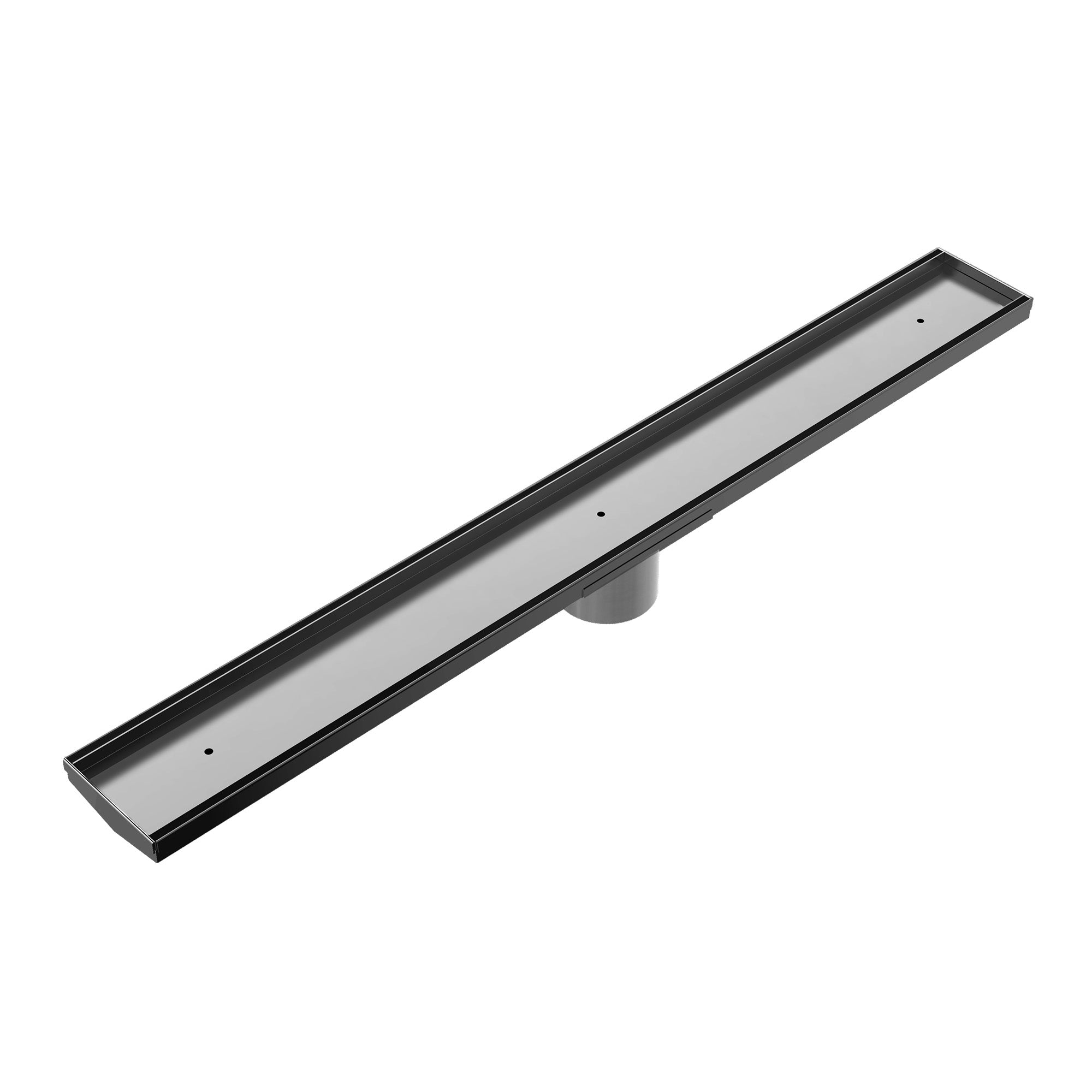 Nero Tile Insert V Channel Floor Grate 89mm Outlet - Gun Metal