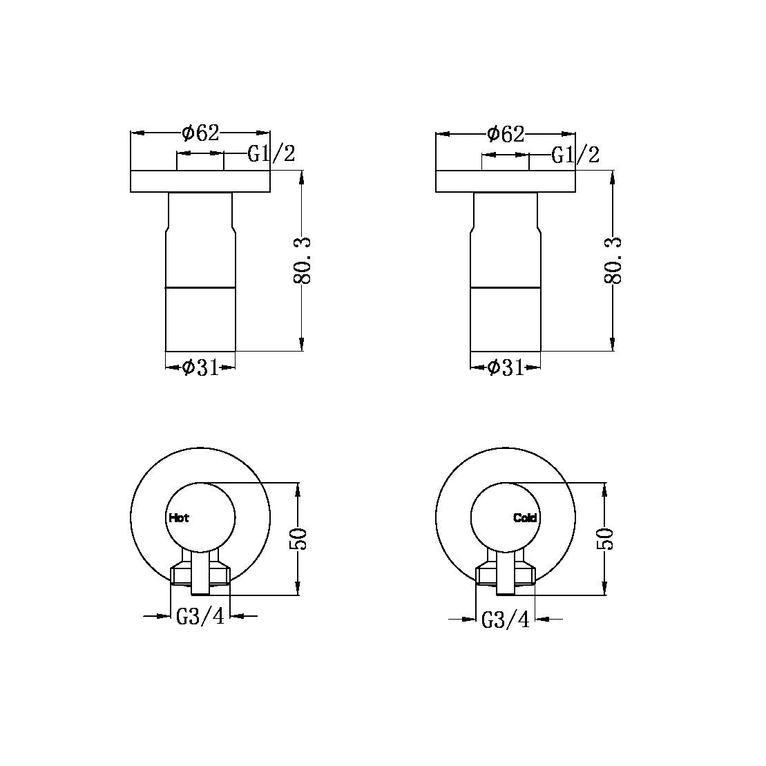 Nero Washing Machine Tap Set - Brushed Gold