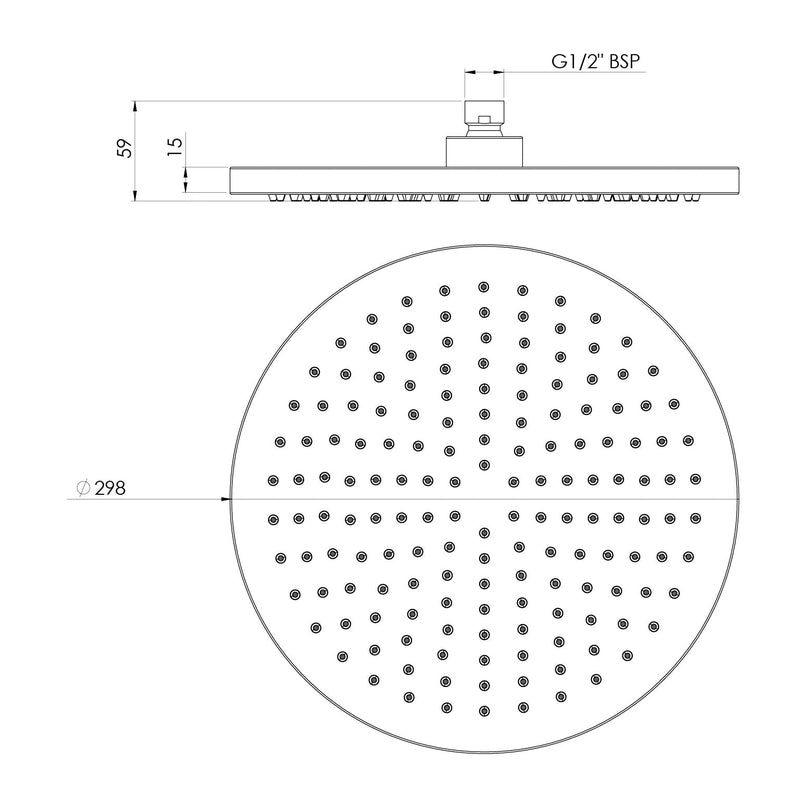 Phoenix Vivid Shower Rose 300mm Round - Brushed Nickel