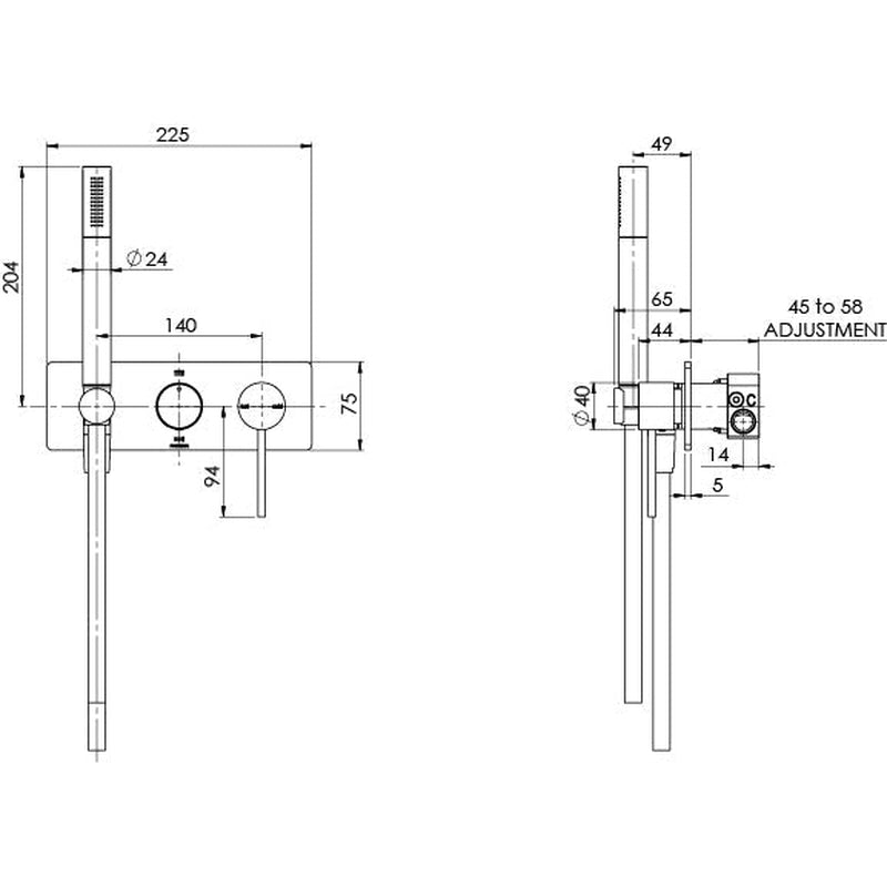 Phoenix Vivid Slimline Wall Shower System - Brushed Nickel