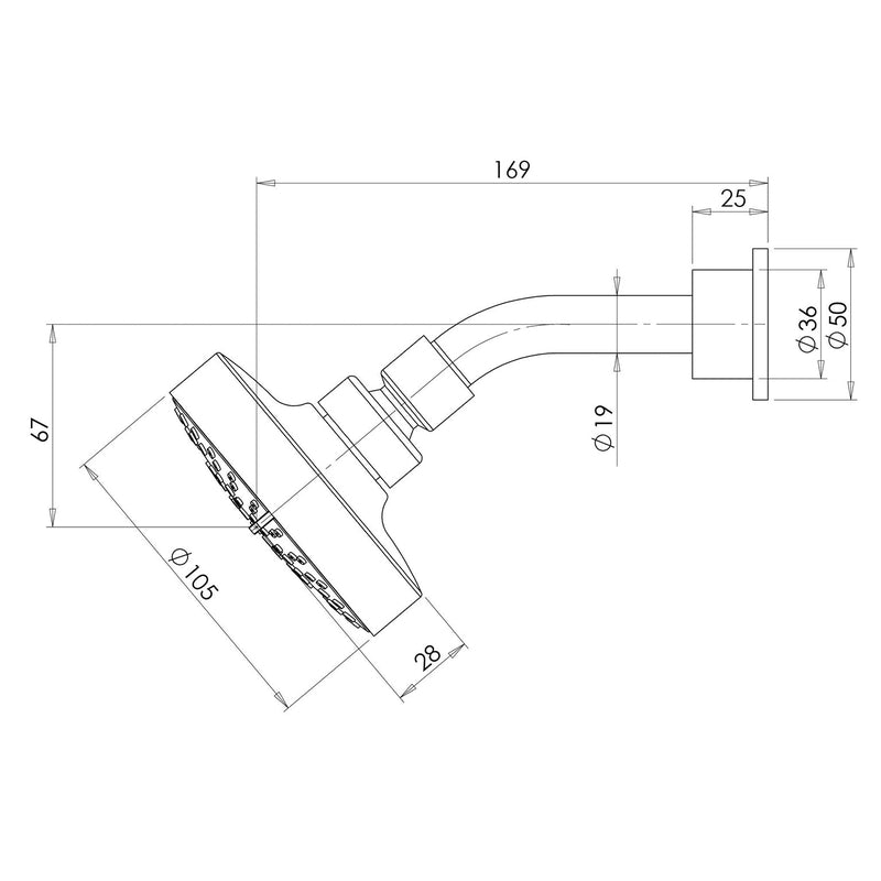 Phoenix Ivy 3 Function Wall Shower & Arm - Chrome